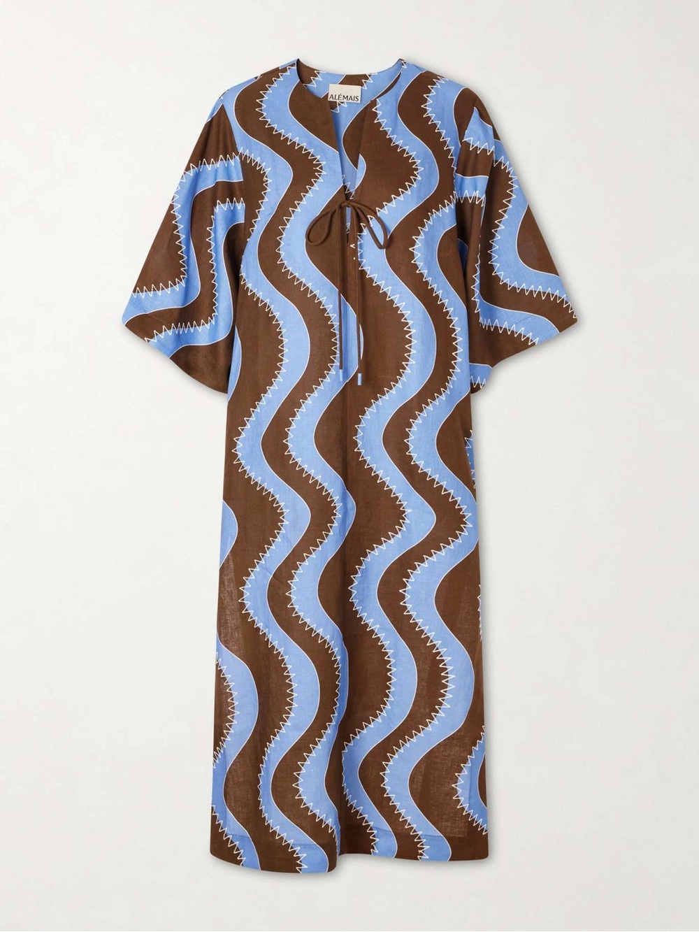 Alemais Tie-detailed embroidered linen midi dress, 2 4 6 8 - Picture 2 of 4